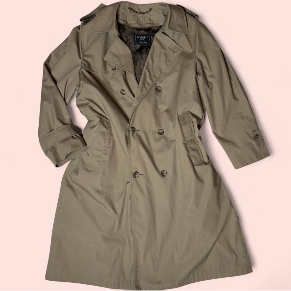 Botany 500 Women's Khaki Double-Breasted Trench Coat with Faux Fur Lining